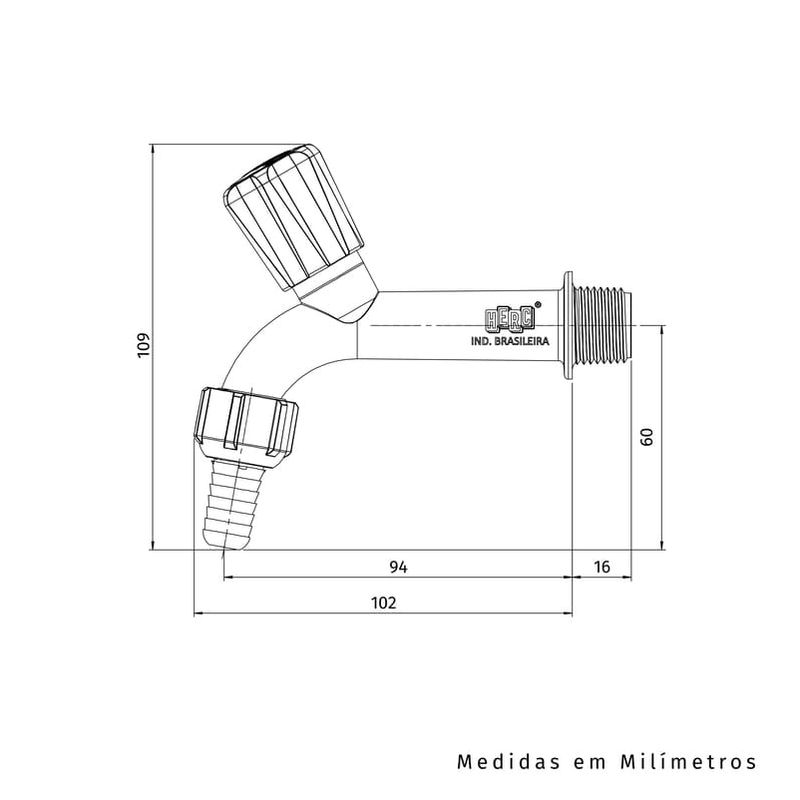 Torneira-para-Tanque-Parede-Curta-Plastico-Branca