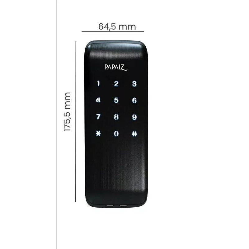 Fechadura-Digital-de-Sobrepor-com-Senha-Papaiz-SL125-Preto