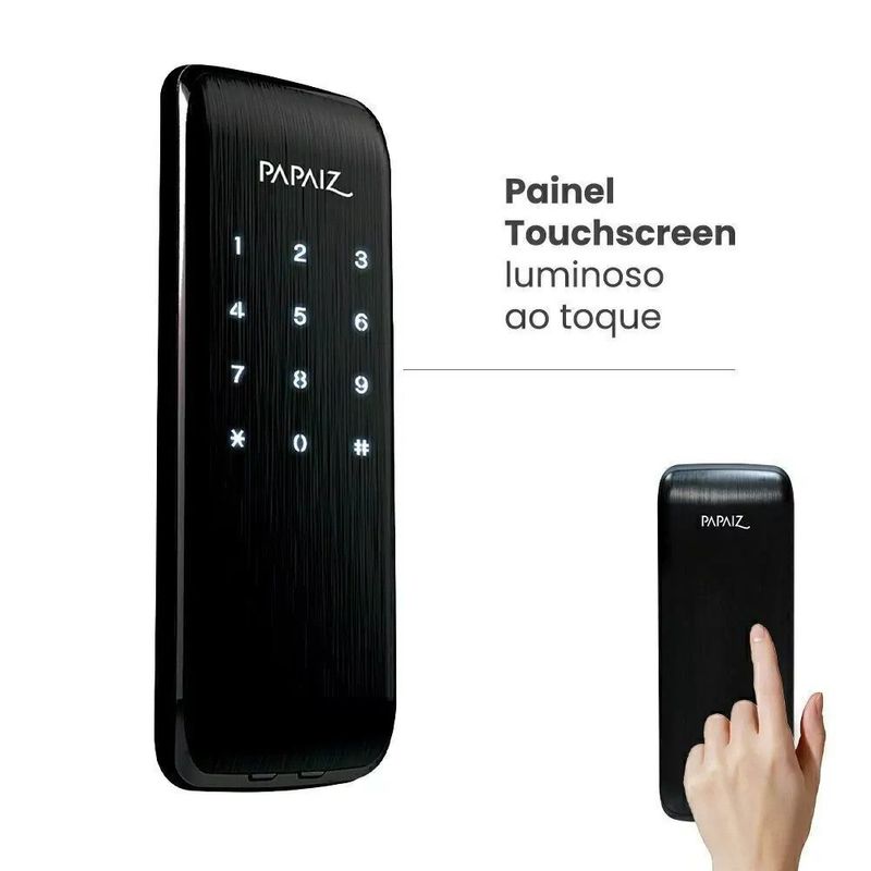 Fechadura-Digital-de-Sobrepor-com-Senha-Papaiz-SL125-Preto
