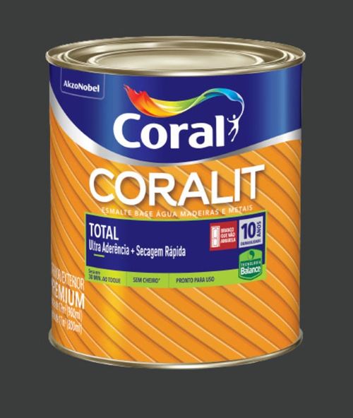 Esmalte Premium Base Água Fosco Coralit Preto 0,9L Coral