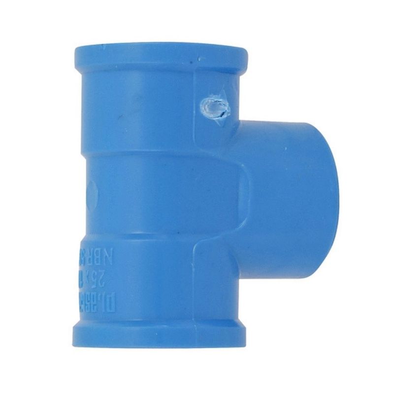 Te-Soldavel-com-Bucha-de-Latao-Azul-PVC-25mm-x-1-2--Plastilit