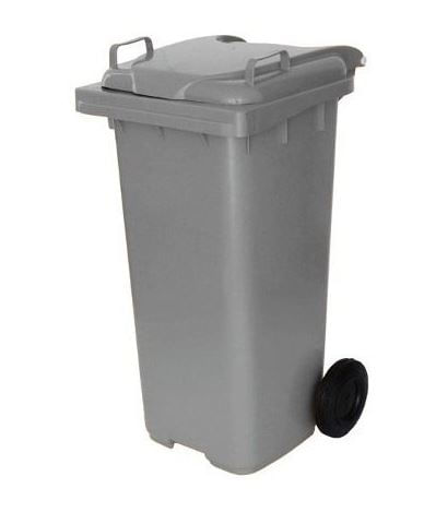Lixeira Quadrada Container com Rodas Cinza 120L Jsn