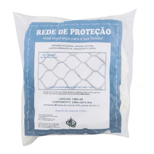 Kit Rede de Proteção 1,60x5,00m Malha 6x6cm com Corda Branca