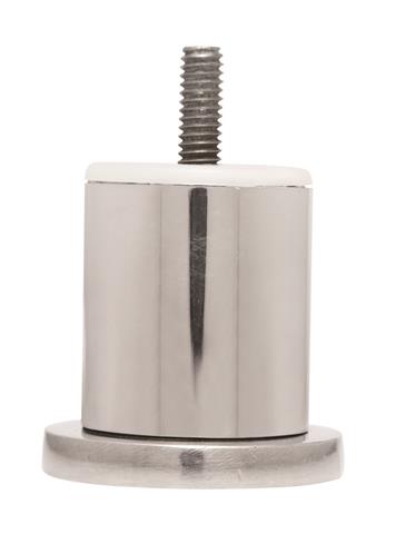 Pé Tubular para Móvel com Sapata e Bucha 50mm Alumínio Polido