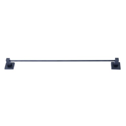 Porta Toalha de Banho Quadra com Barra Reta Preto Fosco