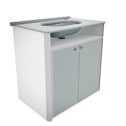 Gabinete para Banheiro com Cuba Paris Cinza e Branco 62,5cm
