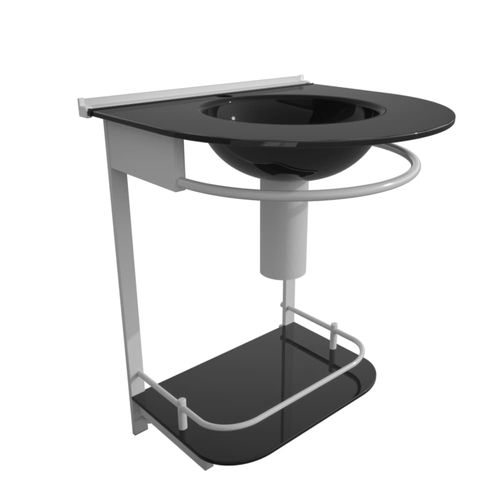 Gabinete Banheiro Vidro Cuba e Bancada Silver Preto 50,5cm