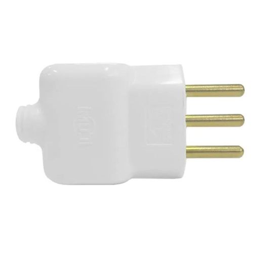 Plugue Móvel Prensa Cabo 2 Pólos + Terra 10 Amperes 250V Branco