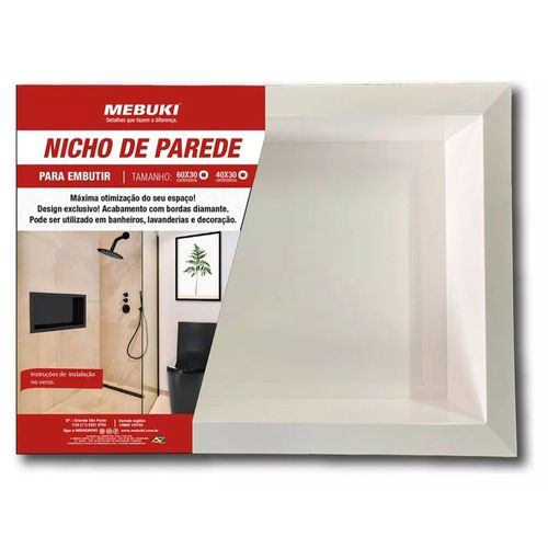 Nicho de Embutir Plástico 10400711 Cinza 30x40cm