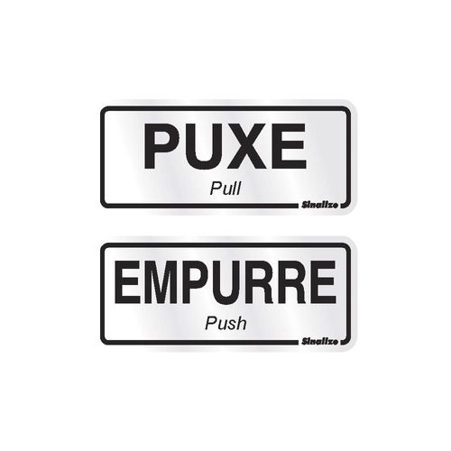 Placa de Sinalização Puxe / Empurre 15x15cm em Alumínio