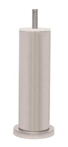Pé Tubular para Móvel com Sapata e Bucha 125mm Alumínio Polido
