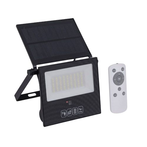 Refletor de LED Solar 80W IP65 800 Lúmens Luz Branca com Controle