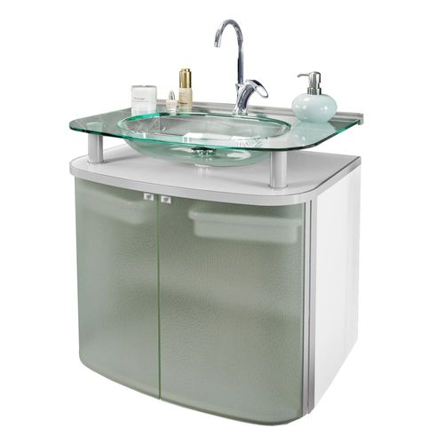 Gabinete para Banheiro Vidro com Cuba Cris Standard Incolor 62,5cm