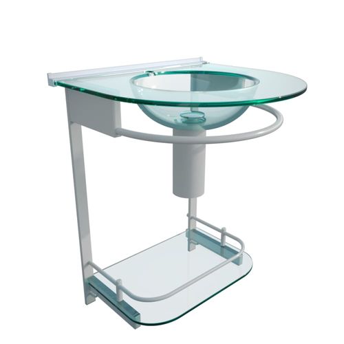 Gabinete Banheiro Vidro Cuba e Bancada Silver Incolor 50,5cm