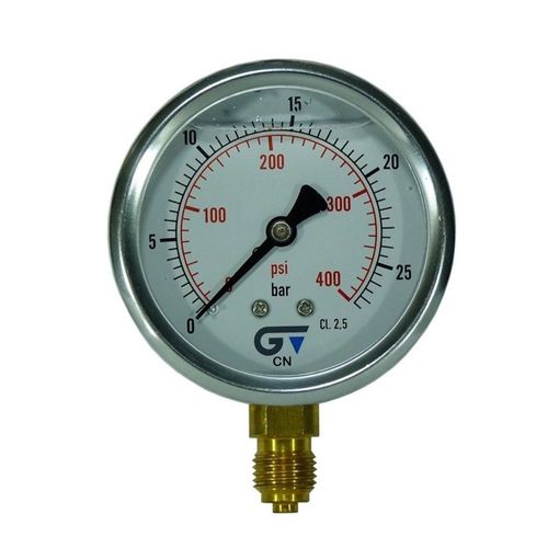 Manômetro 63mm 0-25 bar / 0-400 psi com Caixa Inox 1/4" Genebre