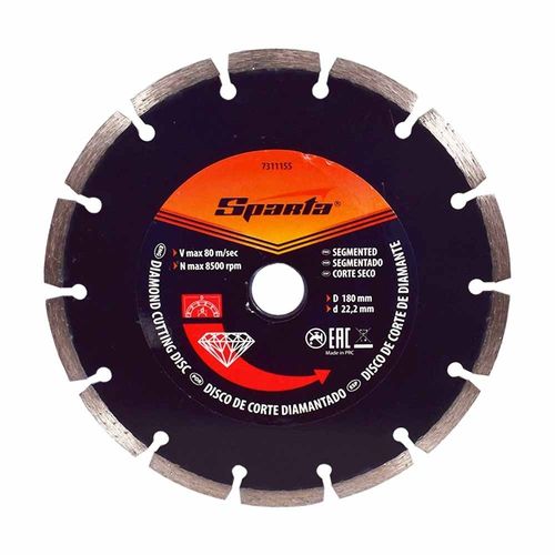 Disco de Corte Diamantado Segmentado 7" 180x22,2mm Corte a Seco Sparta
