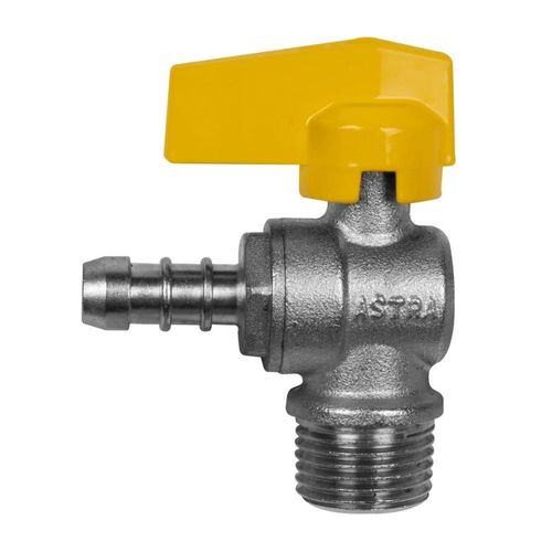 Válvula de Esfera 90 Gás Macho BSP com Alavanca 1/2x3/8" Espigão Astra