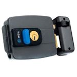 Fechadura-Eletrica-Dupla-com-Botao-Abertura-para-Dentro-C90-12V-Cinza