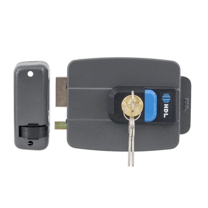 Fechadura-Eletrica-Dupla-com-Botao-Abertura-para-Dentro-C90-12V-Cinza