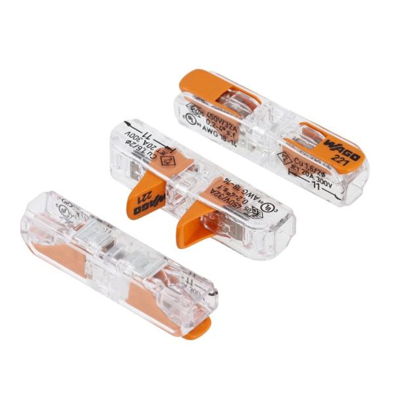 Conector-Emenda-Wago-221-Inline-ate-4mm²-32A-IP20-Wago-2-Pecas