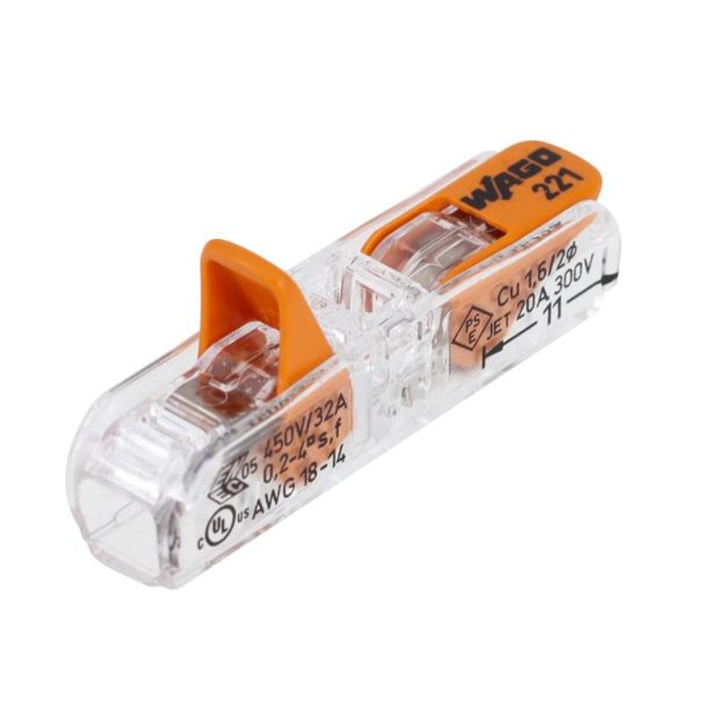 Conector-Emenda-Wago-221-Inline-ate-4mm²-32A-IP20-Wago-2-Pecas