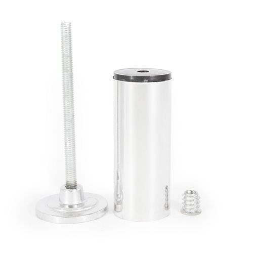 Pé Tubular para Móvel com Sapata e Bucha 1.1/2" 100mm Alumínio Polido