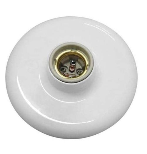 Plafonier Plástico Redondo Ilumi Soquete Porcelana 1XE27 Branco
