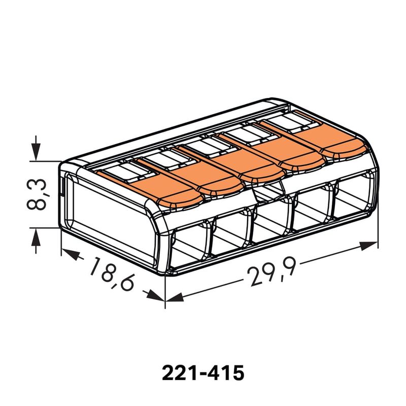 Conector-Emenda-5-Polos-ate-4mm²-32A-IP20-Wago-4-Pecas