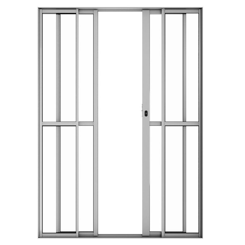 Porta-de-Correr-4-Folhas-Vidro-Liso-Aluminio-Brilhante-210x200cm
