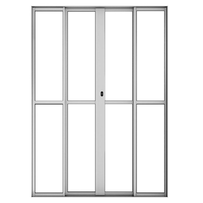 Porta-de-Correr-4-Folhas-Vidro-Liso-Aluminio-Brilhante-210x200cm