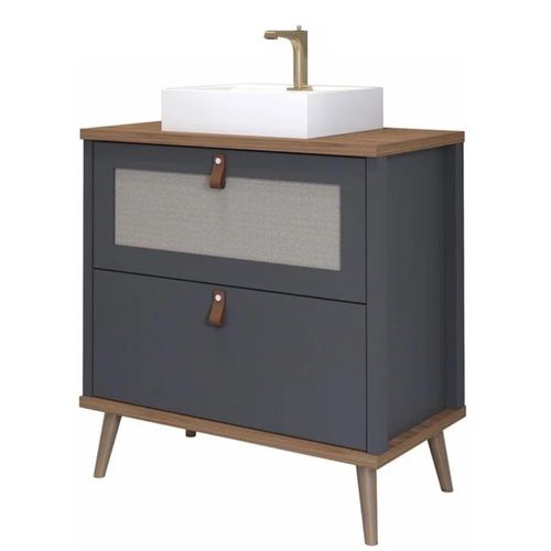 Gabinete para Banheiro Veneto Titanium/Freijó 61,4cm