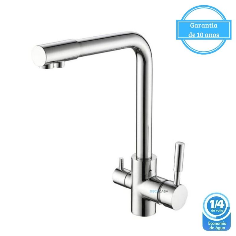 Monocomando-para-Cozinha-Mesa-Bica-Alta-Cromado-Luxo-com-Saida-Filtro