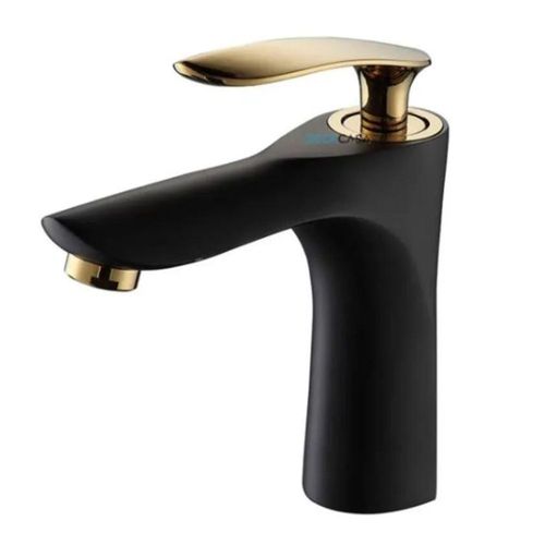 Monocomando para Banheiro Mesa Bica Baixa Preto/Dourado Redondo