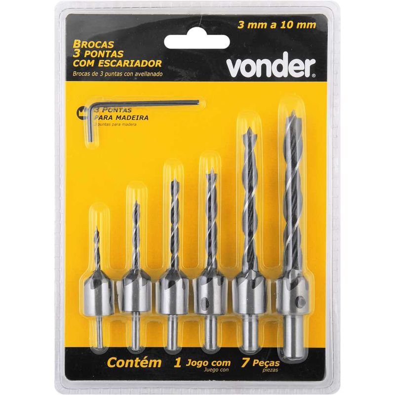 Jogo-de-Brocas-3-Pontas-com-Escareador-3-a-10mm-7-pecas-Vonder