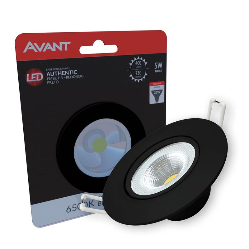 Spot-de-LED-Supimpa-Embutir-Redondo-Preto-5W-450-Lumens-Luz-Branca