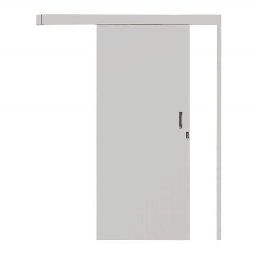Kit Porta Correr Lisa Melamínica Sobrepor Branco Revesível 215x80cm