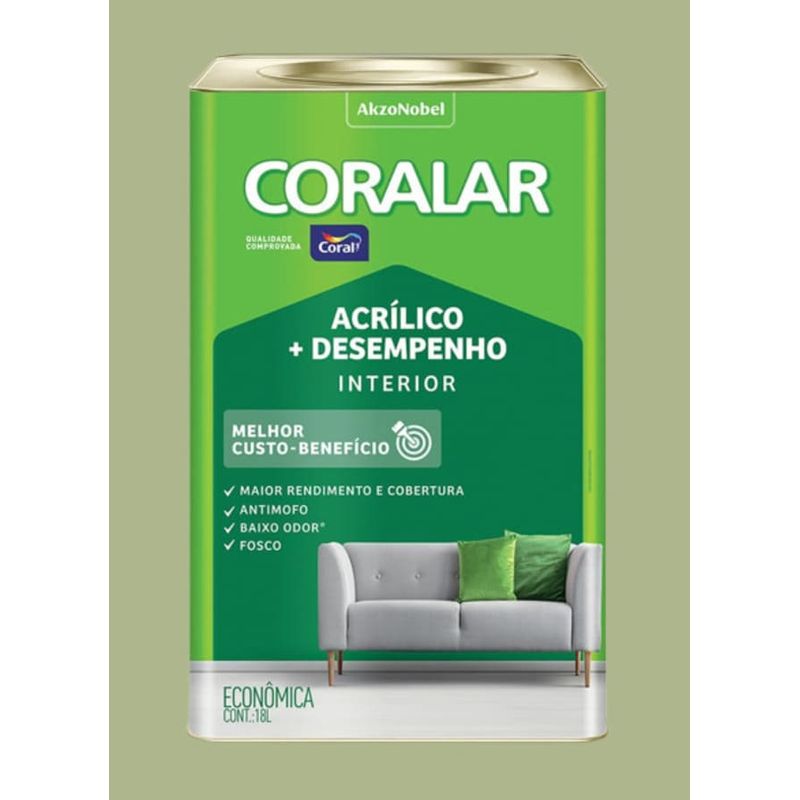 Tinta-Economica-Acrilica-Fosco---Desempenho-Verde-Kiwi-18L-Coralar