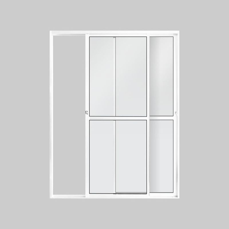 Porta-de-Correr-2-Folhas-Vidro-Liso-Aluminio-Branco-210x160cm