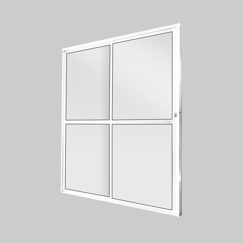 Porta-de-Correr-2-Folhas-Vidro-Liso-Aluminio-Branco-210x160cm
