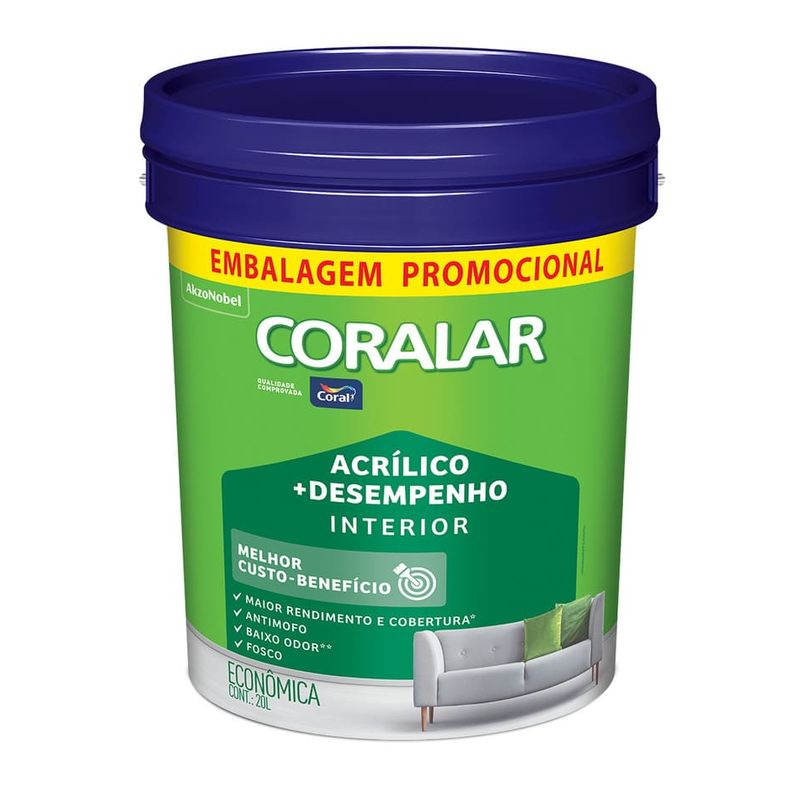 Tinta-Economica-Acrilica-Fosco---Desempenho-Branco-20L-Coralar