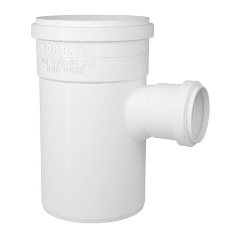 Te-de-Reducao-Esgoto-Serie-Normal-PVC-DN-100-x-50-Fortlev
