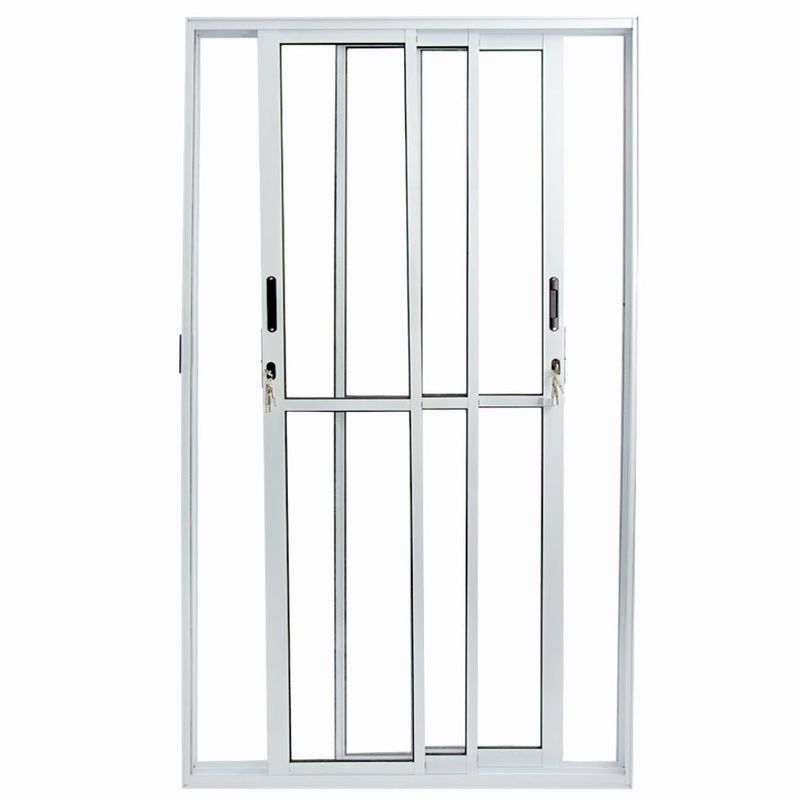 Porta-de-Correr-3-Folhas-Vidro-Liso-Aluminio-Branco-210x150cm