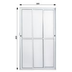 Porta-de-Correr-3-Folhas-Vidro-Liso-Aluminio-Branco-210x150cm