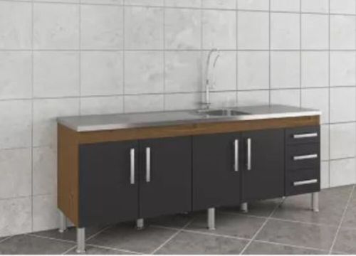 Gabinete para Cozinha Flex 194x80x52cm MDF Amêndoa/Titanium