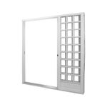Porta-de-Correr-3-Folhas-Vidro-Liso-Aco-Branco-Esquerdo-215x160cm