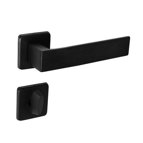 Fechadura Banheiro Roseta Quadrada Flat 55mm Preto