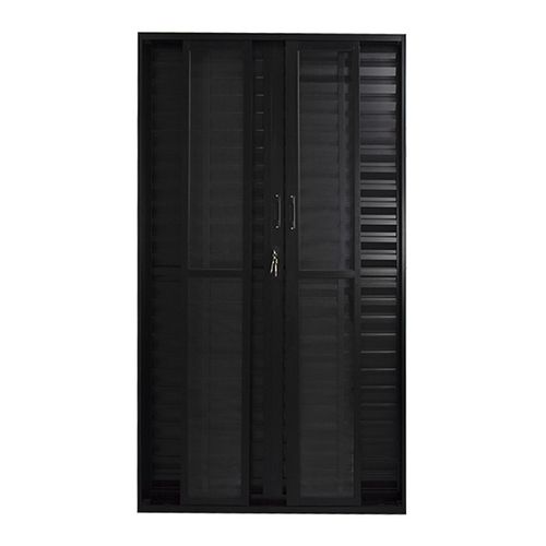 Porta Balcão Veneziana 6 Folhas Vidro Liso Alumínio Preto 210x120cm