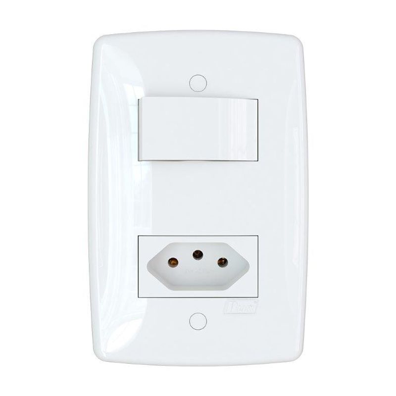 Conjunto-Interruptor-Simples-6A-250V-Tomada-20A-4x2-Branco-Finesse-