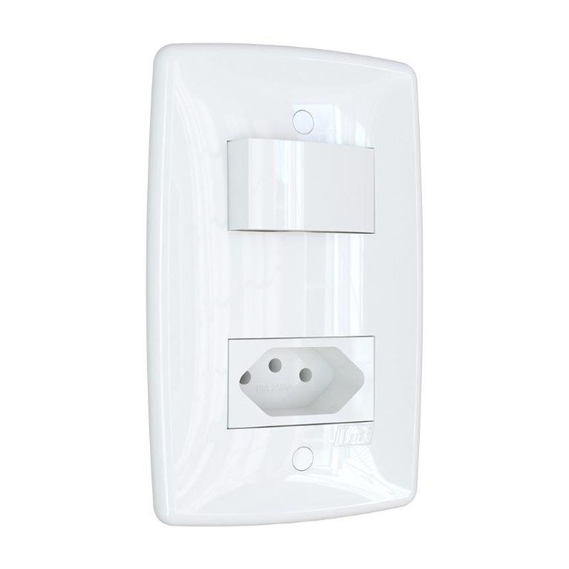 Conjunto-Interruptor-Simples-6A-250V-Tomada-20A-4x2-Branco-Finesse-
