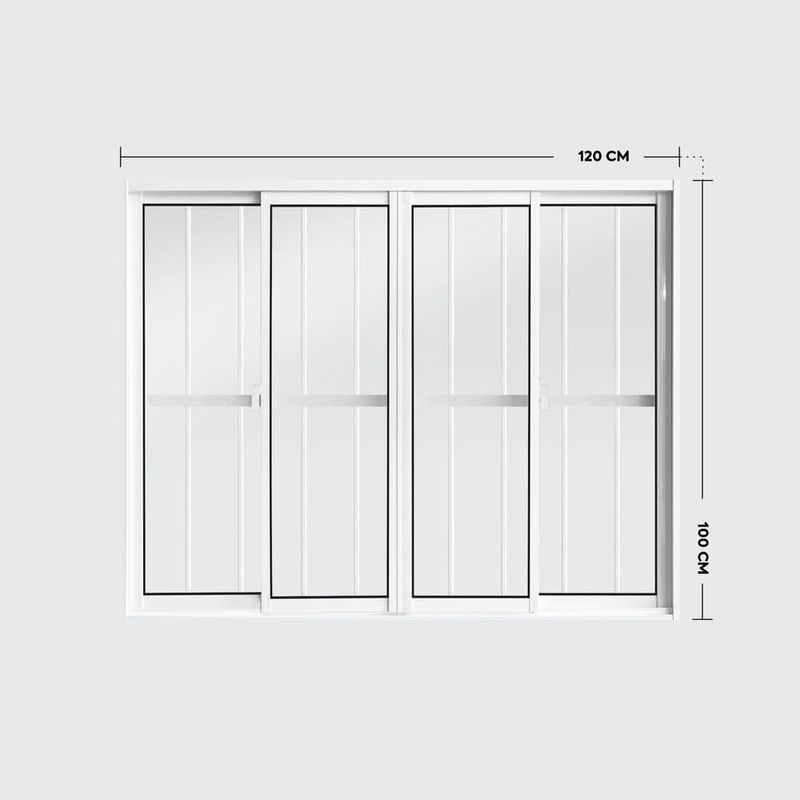 Janela-de-Correr-4-Folhas-com-Grade-Aluminio-Branco-100x120cm